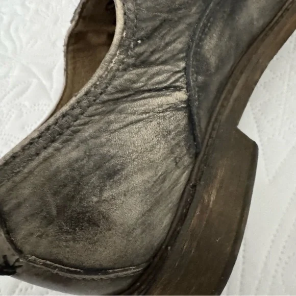 John Fluevog Grant Leather Derby Shoes Washed Black Distressed Finish Size 11 - Picture 13 of 15